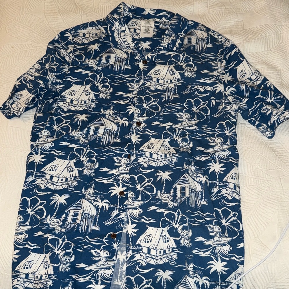 Official Disney Stitch Short sleeve Button Up Shirt